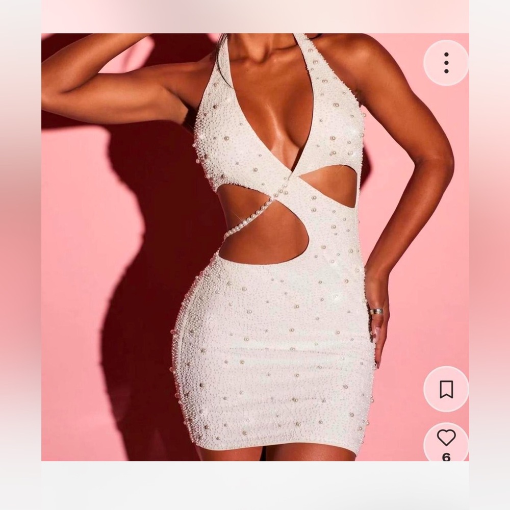 OH POLLY white pearl beaded dress